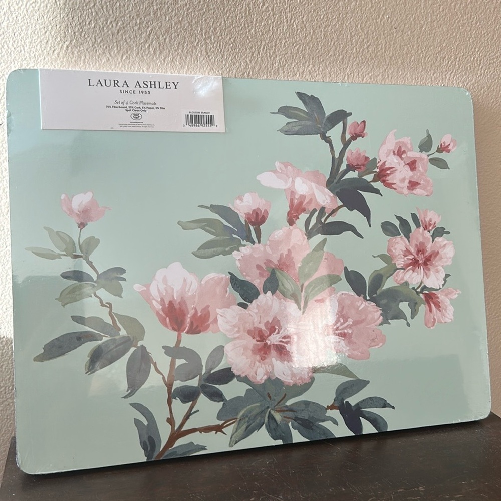 Laura Ashley Set Of 4 Cork Placemats New Floral Spring